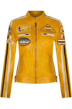 Infinity Womens Leather Biker Racing Badges Jacket-Agadir - - 10