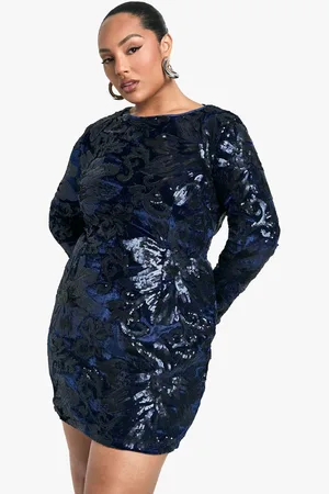 Boohoo Womens Plus Velvet Demask Bodycon Dress - - 18
