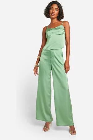 Boohoo Womens Tall Satin Wide Leg Trousers - - 16