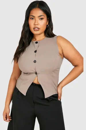 Boohoo Womens Plus Button Down Split Hem Waistcoat - - 26
