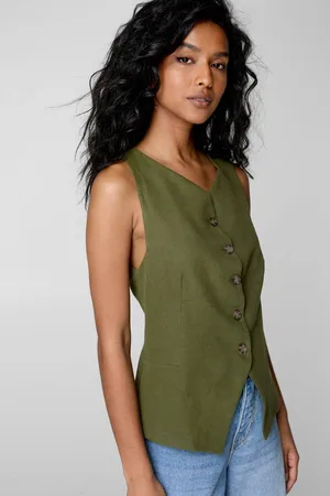 NASTY GAL Womens Button Front Waist Coat - - L