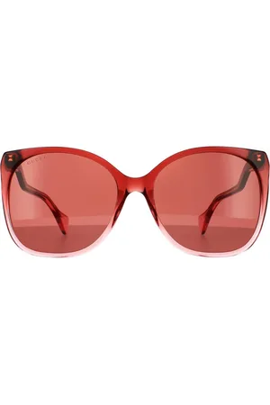 Gucci Womens Rectangle Burgundy Sunglasses - One Size