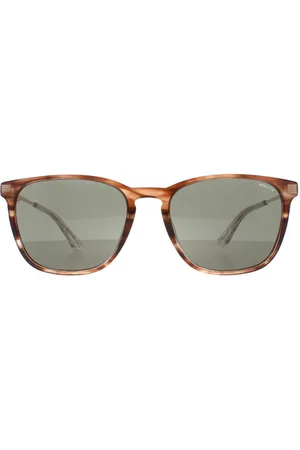 Police Square Shiny Striped Green SPLD47 Code 4 Sunglasses - One Size