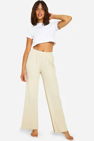 Boohoo Womens Wide Leg Rib Lounge Trouser - - 8