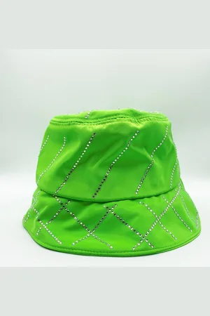 SVNX Rylee Bucket Hat With Rhinestone Trim In Lime - One Size