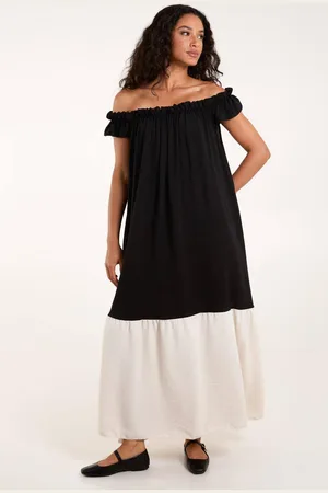 Blue Vanilla Womens Bardot Off Shoulder Maxi Dress - - One Size