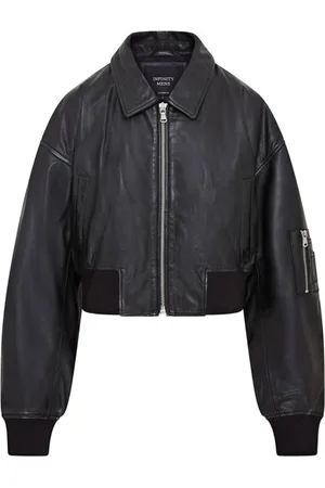 Infinity Womens Oversized Leather MA-1 Bomber Jacket - Warrington - - 18