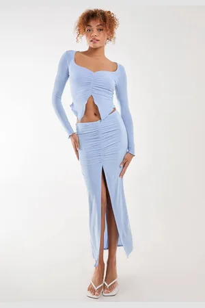 Pink Vanilla Womens Slinky Ruched Maxi Skirt - - M