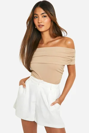 Boohoo Womens Crepe Bardot Ruched Top - - 14