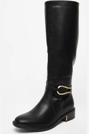 Quiz Womens Wide Fit Faux Leather Knee High Flat Boots - 7