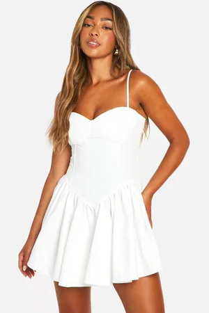 Boohoo Womens Cotton V Waist Milkmaid Skater Dress - - 16
