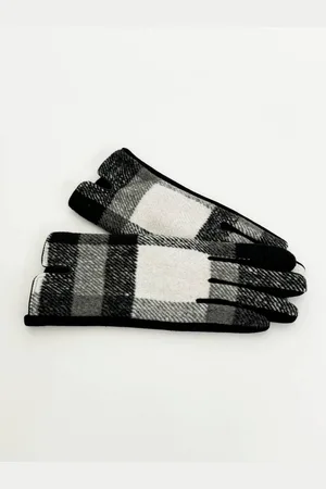 SVNX Womens And White Checked Print Gloves - One Size