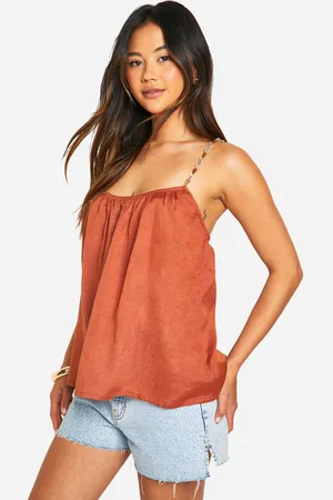 Boohoo Womens Viscose Linen Look Beaded Top - - 12
