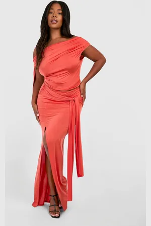 Boohoo Womens Plus Tie Front Bodycon Maxi Skirt - - 20