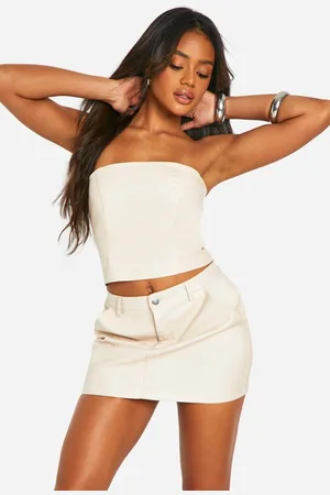 Boohoo Womens Faux Leather Bandeau Corset Top - - 16