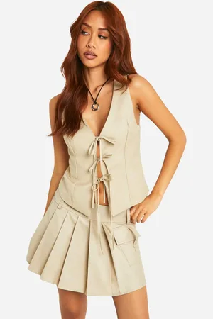 Boohoo Womens Mid Rise Pleated Mini Skirt - - 16