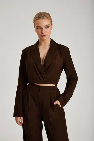 Urban Bliss Womens Cropped Gathered Blazer - - 16