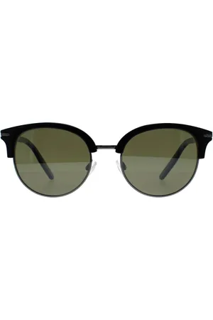 Serengeti Womens Round Shiny Dark Gunmetal Black Mineral Polarized 555nm Green Lela - - One Size
