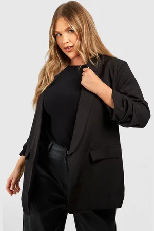 Boohoo Womens Plus Ruched Sleeve Lapel Detail Blazer - - 18