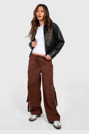 Boohoo Womens Cargo Pocket Straight Leg Trouser - - L