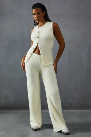 MissPap Womens Eyelash Knit High Waisted Lounge Trouser - - S/M