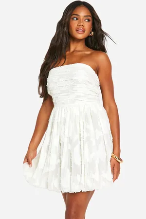 Boohoo Womens Burnout Floral Bandeau Ruched Mini Dress - - 8