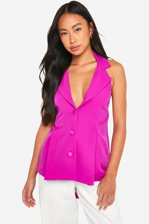 Boohoo Womens Pep Hem Seam Detail Bow Back Waistcoat - - 16
