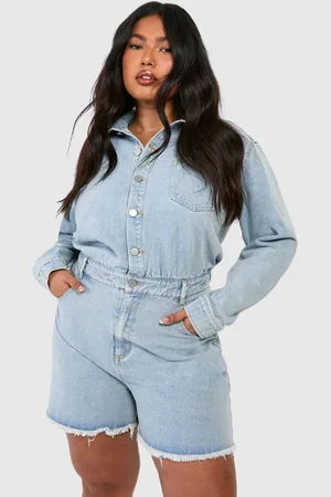 Boohoo Womens Plus Washed Denim Playsuit - - 26