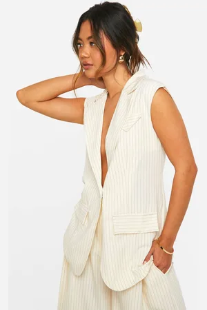 Boohoo Womens Tonal Pinstripe Longline Waistcoat - - 6