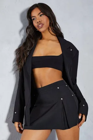 MissPap Womens Studded Detail Pleated Tailored Mini Skirt - - 14