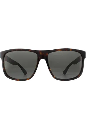 Gucci Rectangle Havana and Grey Grey Polarized Sunglasses - - One Size