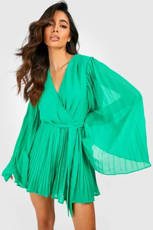 Boohoo Womens Pleated Chiffon Wrap Playsuit - - 12