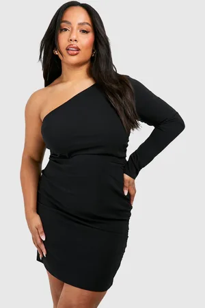 Boohoo Womens Plus Bengaline One Shoulder Ruched Mini Dress - - 26