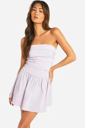 Boohoo Womens Ruched Bandeau Mini Smock Dress - - 18