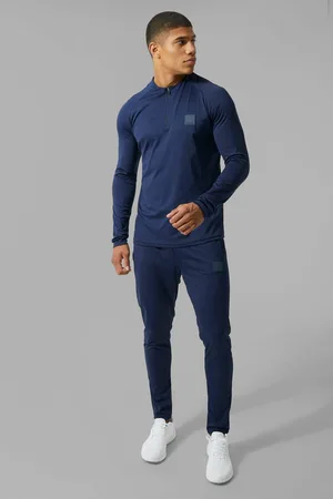 Boohoo Man Active Skinny Crew Neck 1/4 Zip Tracksuit - - M