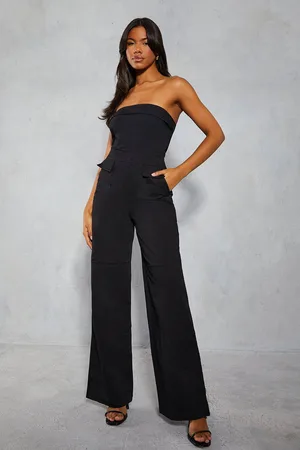 MissPap Womens Utility Detail Bandeau Wide Leg Jumpsuit - - 10