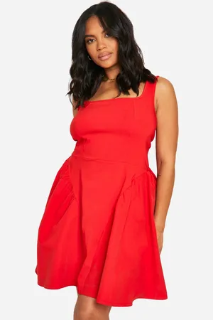 Boohoo Womens Plus Bengaline Bow Back Skater Dress - - 18