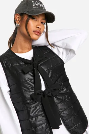 Boohoo Womens Bow Detail Padded Gilet - - 12