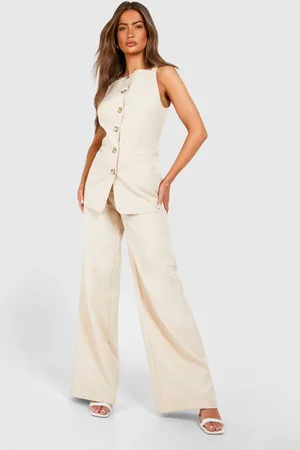 Boohoo Womens Textured Straight Leg Trousers - - 14