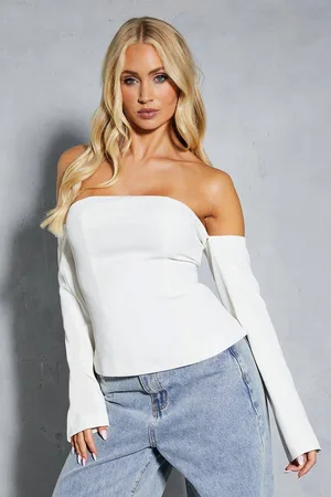 MissPap Womens Bardot Structured Zip Back Top - - 16