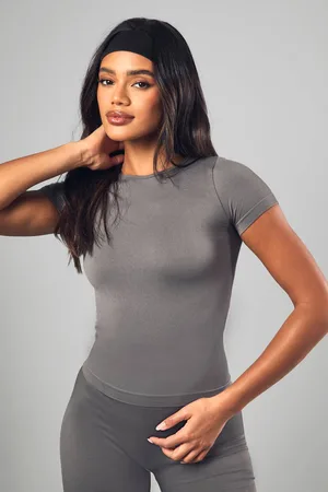 Boohoo Womens Basics Seamless Rib Short Sleeve Top - - M