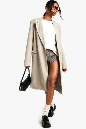 Boohoo Womens Woven Oversized Longline Shoulder Padded Blazer - - 12