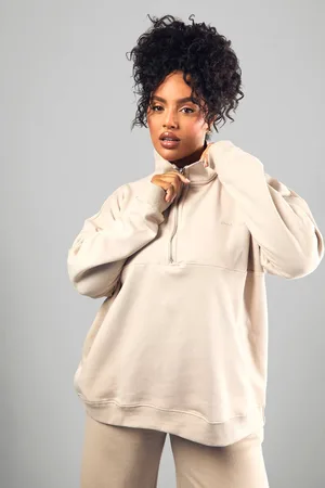Boohoo Womens DSGN Studio Embroidered Half Zip Oversized Sweatshirt - - 18