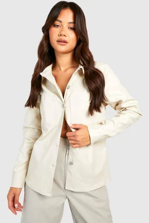Boohoo Womens Leather Look Denim Shacket - - 14