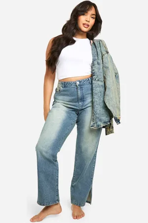 Boohoo Womens Plus Basics Split Hem Straight Leg Jeans - - 20
