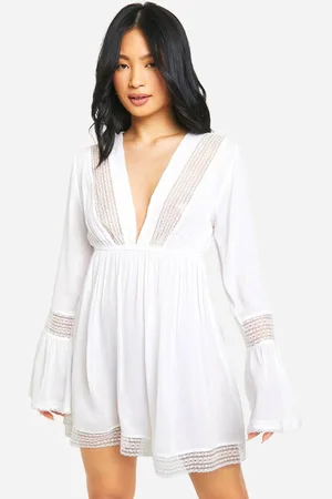 Boohoo Womens Petite Lace Trim Beach Dress - - 8