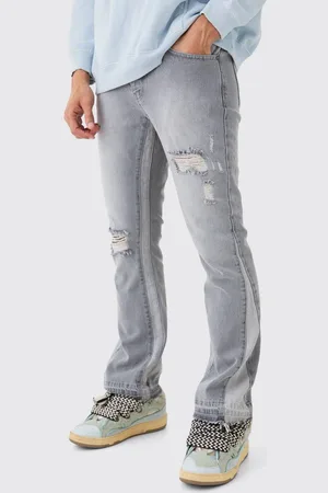 Boohoo Slim Flare Distressed Gusset Panel Jeans - - 36R