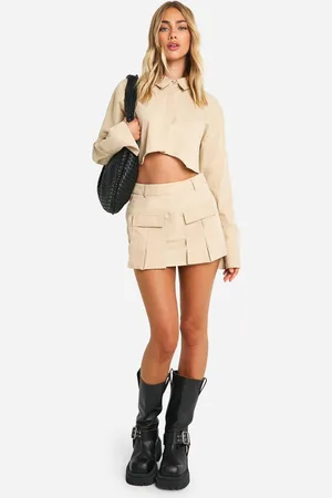 Boohoo Womens Pleated Pocket Detail Mini Skirt - - 16