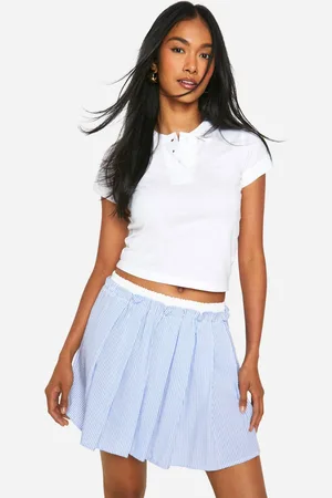 Boohoo Womens Crinkle Contrast Waistband Pleated Mini - - 16