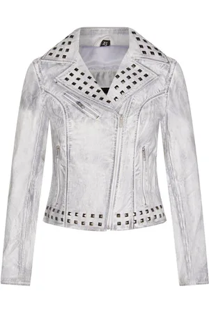 Infinity Womens Gothic Biker Leather Jacket with Studs-Bilbao - - 12